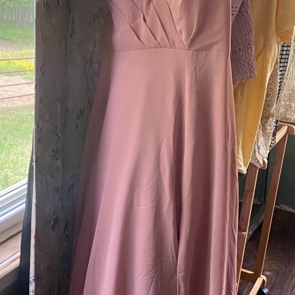 Azazie Everleigh A-Line Pleated Chiffon Floor-Length Dress in Dusty Rose - Picture 3 of 3